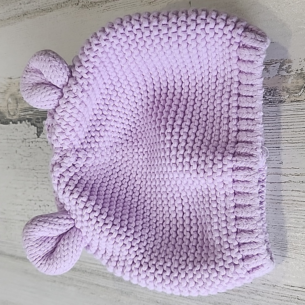Baby GAP lavender light purple knit hat with ears Size baby 18-24 months